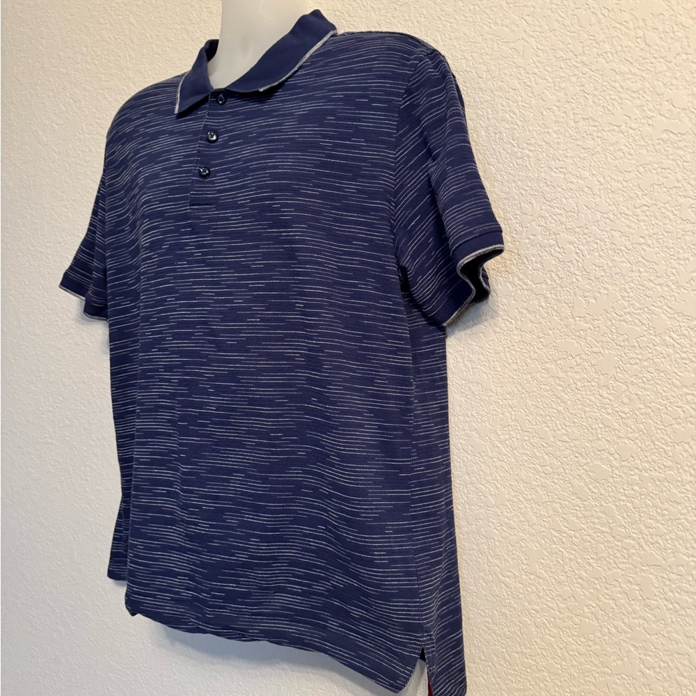 Robert Graham Blue and White Polo Shirt with Classic Collar XL